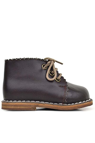 Rakerplus Handmade Genuine Leather Brown Lace-Up Baby Girl Boots