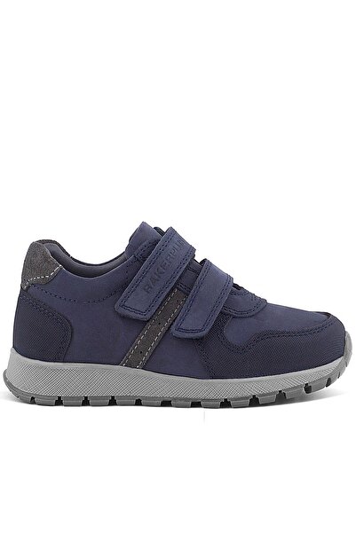 Rakerplus Genuine Leather Navy Blue Velcro Children's Sports Shoes