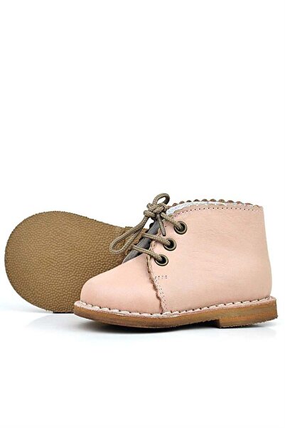 Rakerplus Handmade Genuine Leather Powder Pink Lace-Up Baby Girl Boots