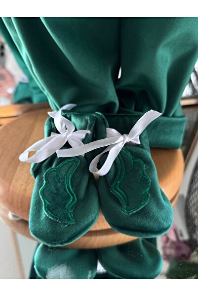 GabrielleBebe Baptism Angel Outfit with Detachable Wings – Bodysuit, Booties & Bonnet (Green)