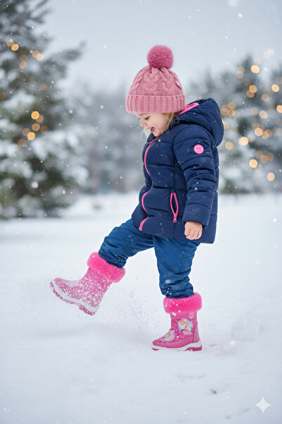 Deniz Terlik Kız Çocuk Barbie Kar Botu