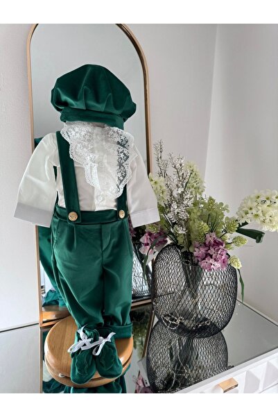 GabrielleBebe Baptism Angel Outfit with Detachable Wings – Bodysuit, Booties & Bonnet (Green)