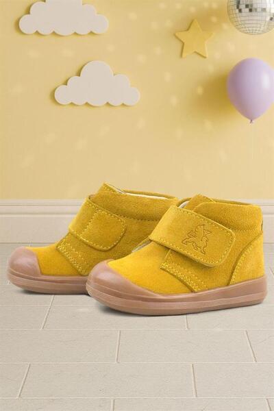 Rakerplus Yoohoo Genuine Leather Yellow Velcro Unisex Baby Boots