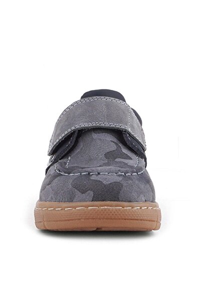 Rakerplus Genuine Leather Gray Camouflage Patterned Velcro Baby Boots