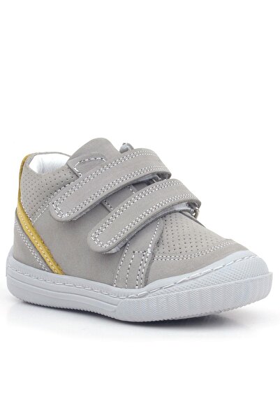 Rakerplus Gray Yellow Velcro Raya Genuine Leather Boots for Baby Boy