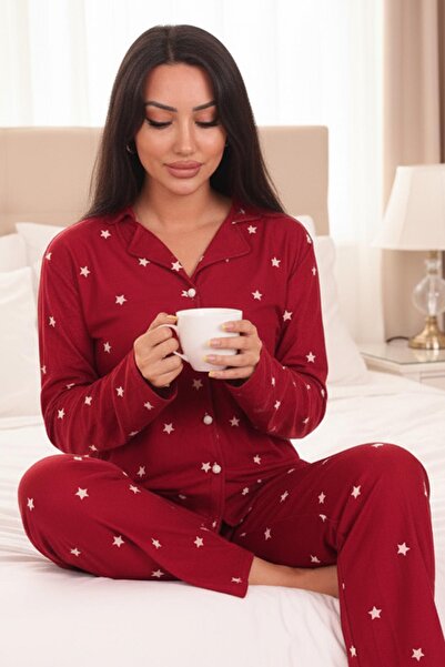 Niket Life Set de pijamale din piele intoarsa pentru femei, cu model de stele...