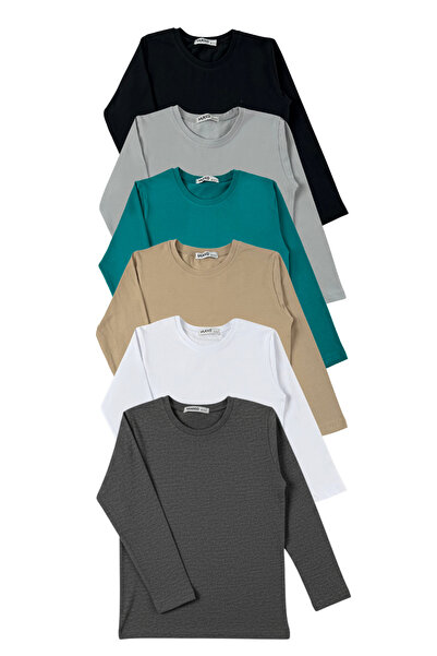 MK Mukko Kids Момичета Момчета Деца 6-частен комплект Обикновена базова сезонна памучна блуза Badi тениска