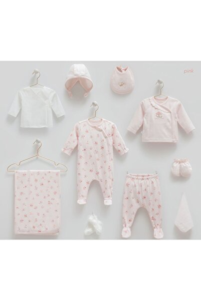 Caramell İncibaby 100% Cotton Flower 10-Piece Baby Girl Hospital Discharge Set New Season