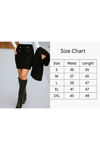 SEVENLINE Fusta de damă din tweed cu nasturi aurii