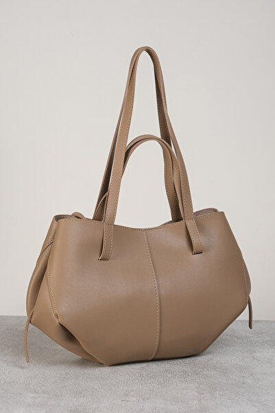 Çantacımstore Women's Cyme Mini Pinterest Bag Mink (White Stitched)