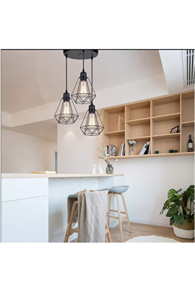 trandafi led Chandelier Yx-3, E27, Vintage, Black, 220V, 3 Adjustable Arms