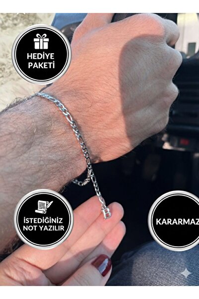 pofudukcase Çelik Kişiye özel 1 adet harf bileklik Arkadaş,Eş, Sevgiliye Hedi...