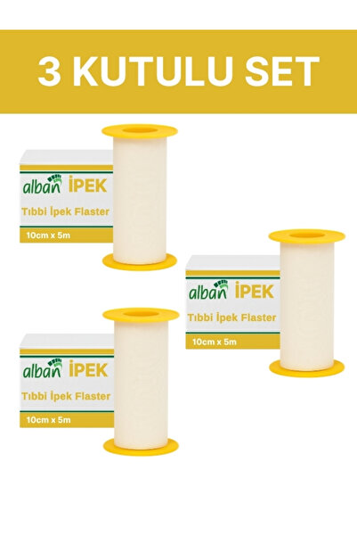 Alban Tıbbi İpek Bant 10cm x 5m, 3 Kutulu Set, Medikal Sabitleme Flasteri
