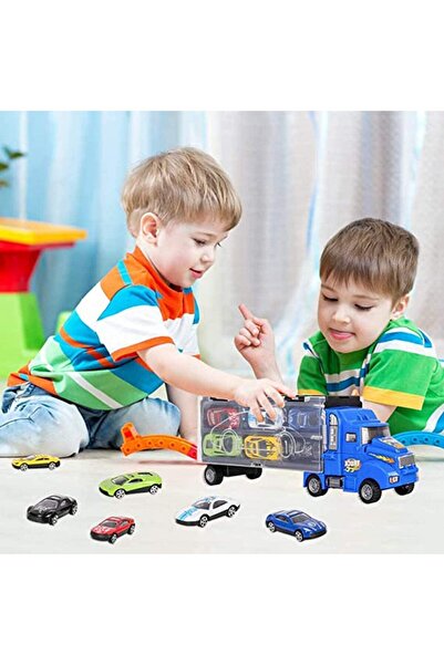 Generic Blue Trucks With 6 Alloy Cars Model Car Vehicles Kids Toys