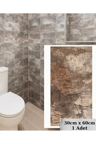 Renkli Duvarlar 60x30cm Shiny Kaotik Mermer Desenli Yapışkanlı Mutfak Banyo Kaplama Duvar Paneli Kağıdı TX-041