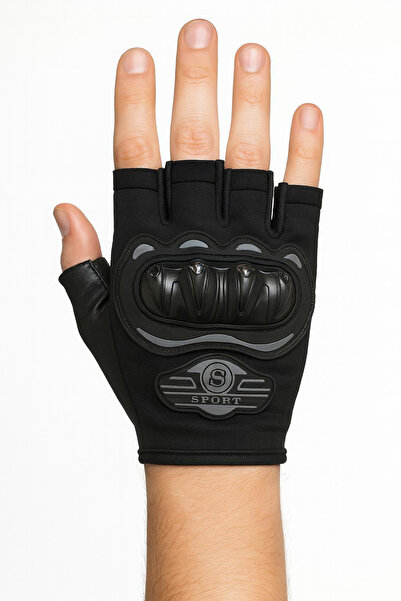 icafilas Unisex Korumalı Yarım Bisiklet Motorsiklet Eldiveni Parmaksız