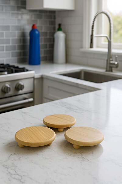 VERRA CONCEPT Bamboo Oil Pot Coaster Set of 3 10X3Cm