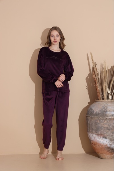 Lukitus Sametový dámský pyžamový set s dlouhým rukávem