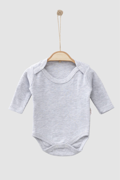 Bamoola 100% Organic Cotton Plain Girls' 3-Piece Tank Top Bodysuit - Long Sleeve - Snap Fasteners (Pink - Grey - White)