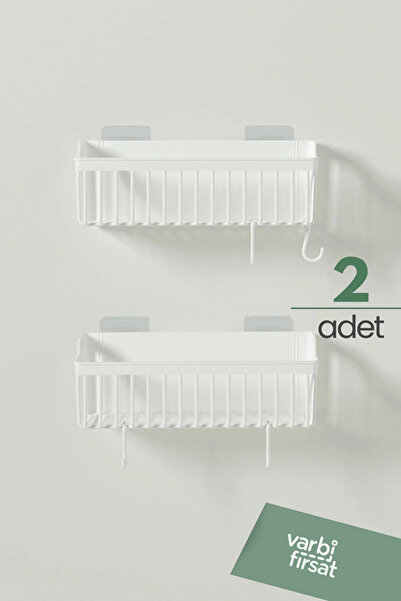 Varbifırsat رف حمام لاصق، منظم حمام مكون من قطعتين، منظم رف دش، حامل شامبو، حمام بلاستيكي