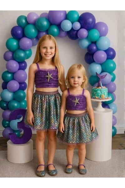 Okay Girl's Cropped Tutu Mermaid Costume