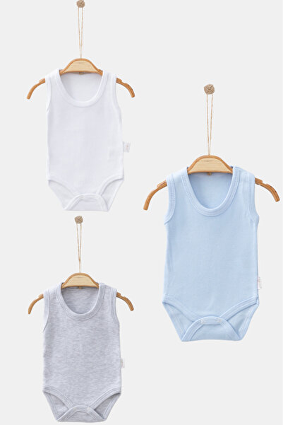 Bamoola Men's 3-Piece Bodysuit Set - 100% Organic Cotton, with Straps and Sna...