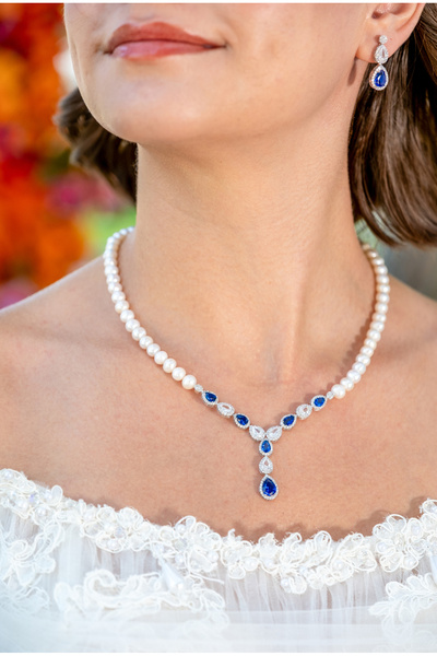 İLK İNCİ TAKI Gerçek Doğal İnci Set Lacivert Safir – ST055