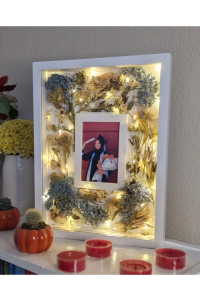 Sevcan sanat atölyesi 30×40×3 Fotoğraf Bölmeli Anı Çerçevesi Çiçek Çerçevesi ...