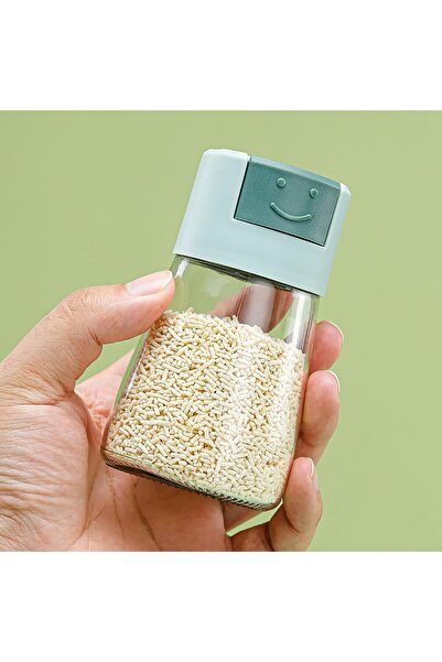 Flippy Glass Spice Dispenser, 180 ml, Moisture-Resistant, 11.3x6.4 cm, 5 g Measure, Green
