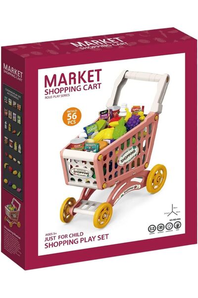 TOY GARDEN Little Story 56-Piece Role Play Market Shopping Cart Toy Set