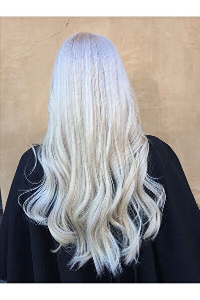 REMY HAİR Platin Buz Beyazı Su Dalgalı Uzun Yarım Ay Saç – 3 Parça Çıt Çıt 75...