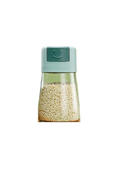 Flippy Glass Spice Dispenser, 180 ml, Moisture-Resistant, 11.3x6.4 cm, 5 g Measure, Green