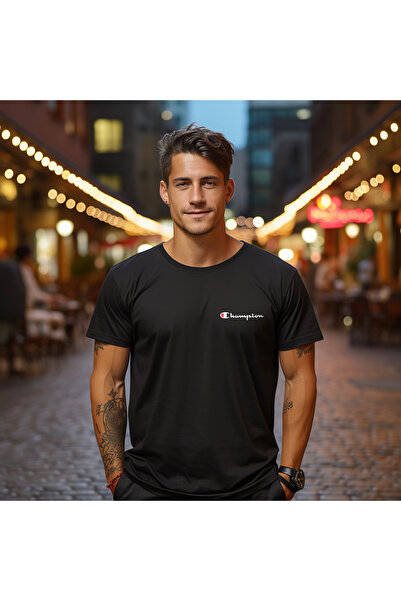 Guest Чорна футболка з принтом «Чемпіон»