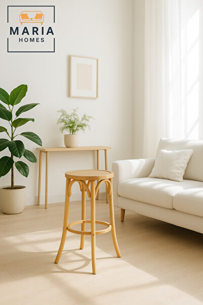 MARIA HOMES Modern Wooden Coffee Table | Natural Round Living Room Center Table