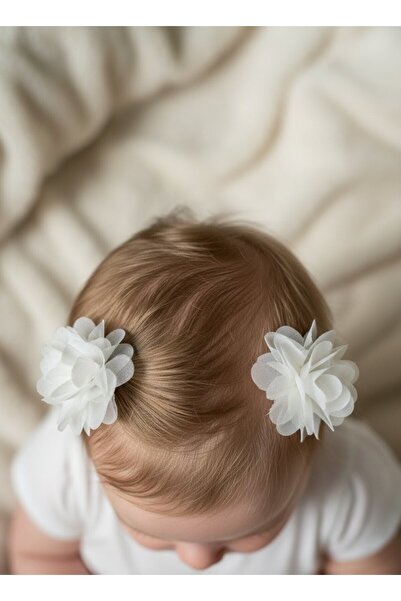 Toka Delisi Ecru Hair-Free Baby Hairpin, Double Cute Hair-Free Hair-Free Baby Hairpin with Ribbon