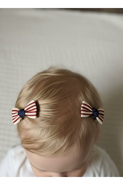 Toka Delisi Bordo Lacivert Krem Saçsız Bebek Tokası, Ikili Sevimli Saç Acıtma...