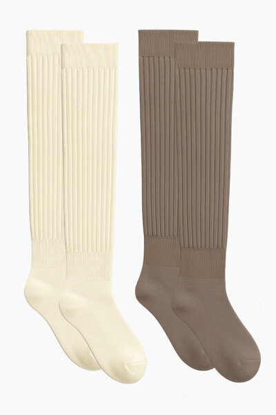 EFFE 2 Pieces of Basic Thick Cotton Blend Over-The-Knee Socks