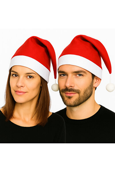 Parti Selesi Adult Size Red Fleece New Year Christmas Santa Hat Unisex