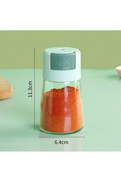 Flippy Glass Spice Dispenser, 180 ml, Moisture-Resistant, 11.3x6.4 cm, 5 g Measure, Green