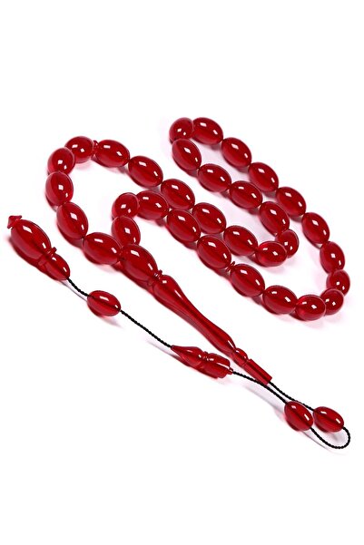 TESBİHKENTİ High-End Material and Craftsmanship Burgundy Crimped Amber Prayer Beads