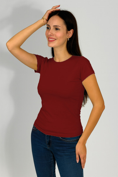 Betimoda Women's Short Sleeve Crew Neck Body Burgundy
