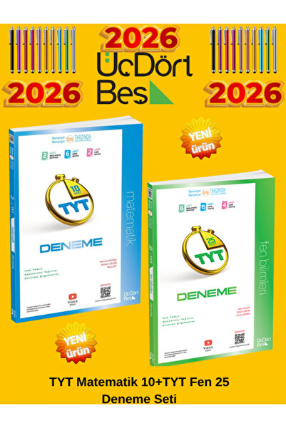Üç Dört Beş Yayıncılık 345 TYT MATEMATİK-FEN BİLİMLERİ DENEME SETİ 2026 MODEL...