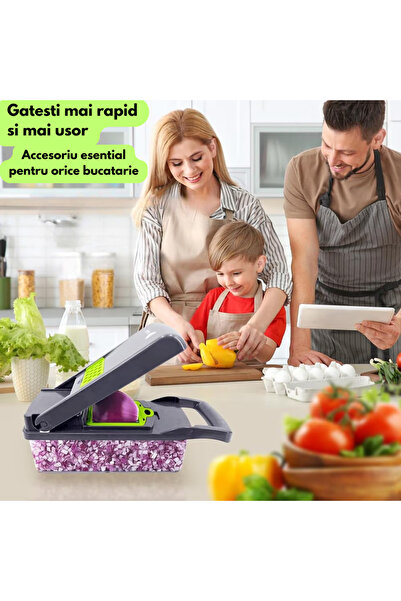 Nubiqo Tocator Legume Nubiqo®, 14 in 1 Multifunctional, Feliator, Razatoare, Julienne, Lame Inox, Accesorii