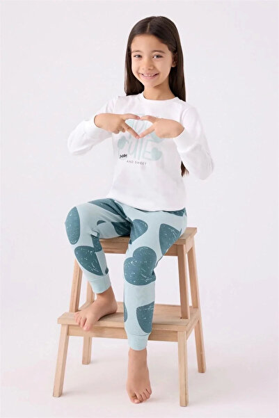 Rolypoly Kız Çocuk Mavi Uzun Kol Pijama Takım