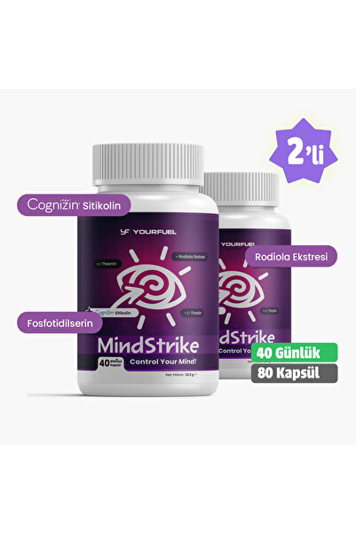 yourfuel MindStrike 40 Günlük | 80 Kapsül | Zihinsel | Cognizin® Sitikolin ve...
