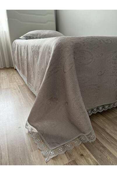 Çeyiz Bahçesi Annoow Single Brocade Bedspread Pique Set Gray