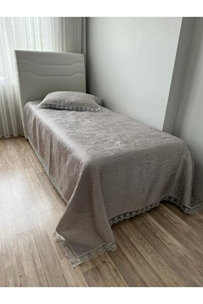 Çeyiz Bahçesi Annoow Single Brocade Bedspread Pique Set Gray