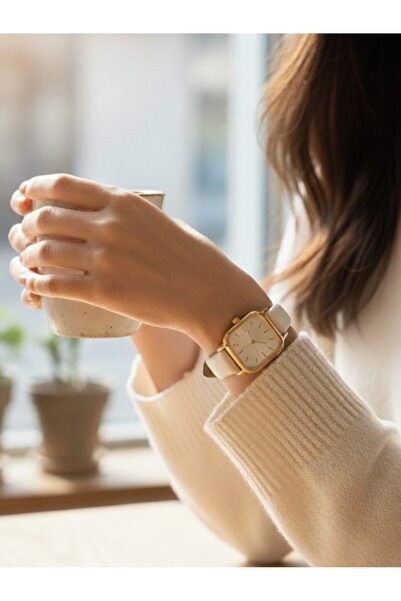 Leerybee Minimal Ve Zarif Deri Kordon Kare Kadran Kadın Kol Saati Retro Vintage Hediye Anneye Sevgiliye