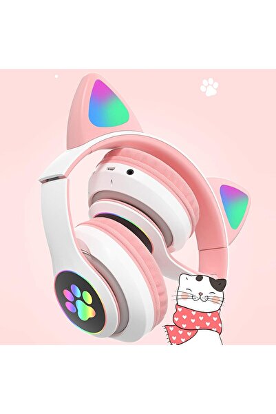 VALA Casti Wireless cu Urechi de pisica, Bluetooth, Luminite RGB, Anulare Zgomot, VALA® STN-28, Roz