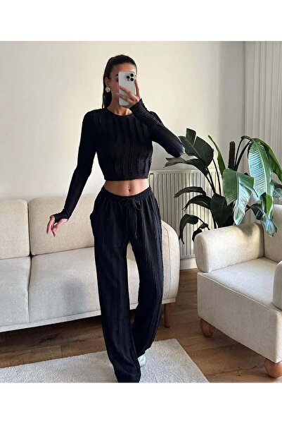 ARK MAĞAZALARI FIRFIRLI Hosszú ujjú, ujjal fűzhető Crop szett